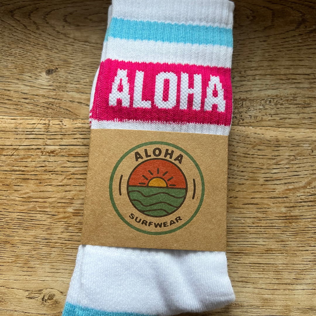 Chaussettes sport surf Rose/Bleu