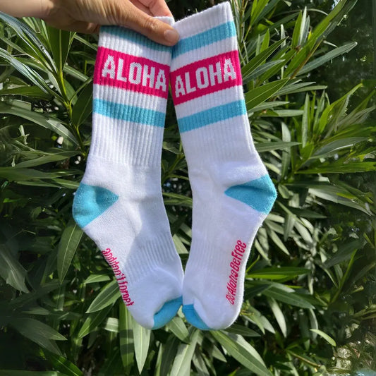 Chaussettes sport surf rose et bleu - Séchage rapide et antibactérien