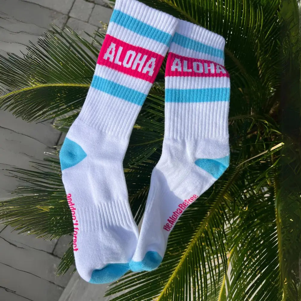 Chaussettes sport surf rose et bleu - Séchage rapide et antibactérien