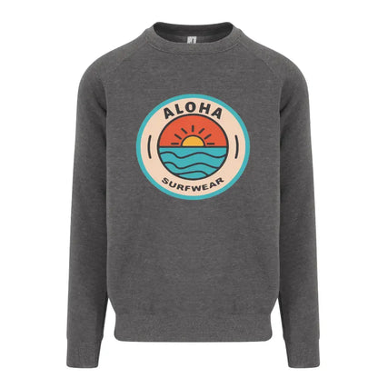 Image d'un sweat Homme surfwear  gris avec  un logo Aloha  de la marque Alohasurfwear