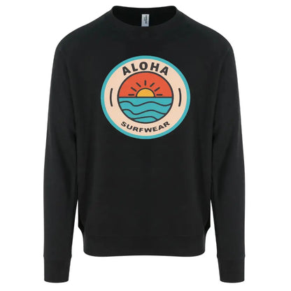 Image d'un sweat Homme surfwear  noir avec  un logo Aloha  de la marque Alohasurfwear