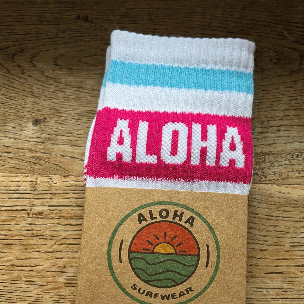 chaussette sport surf alohasurfwear leu et rose 